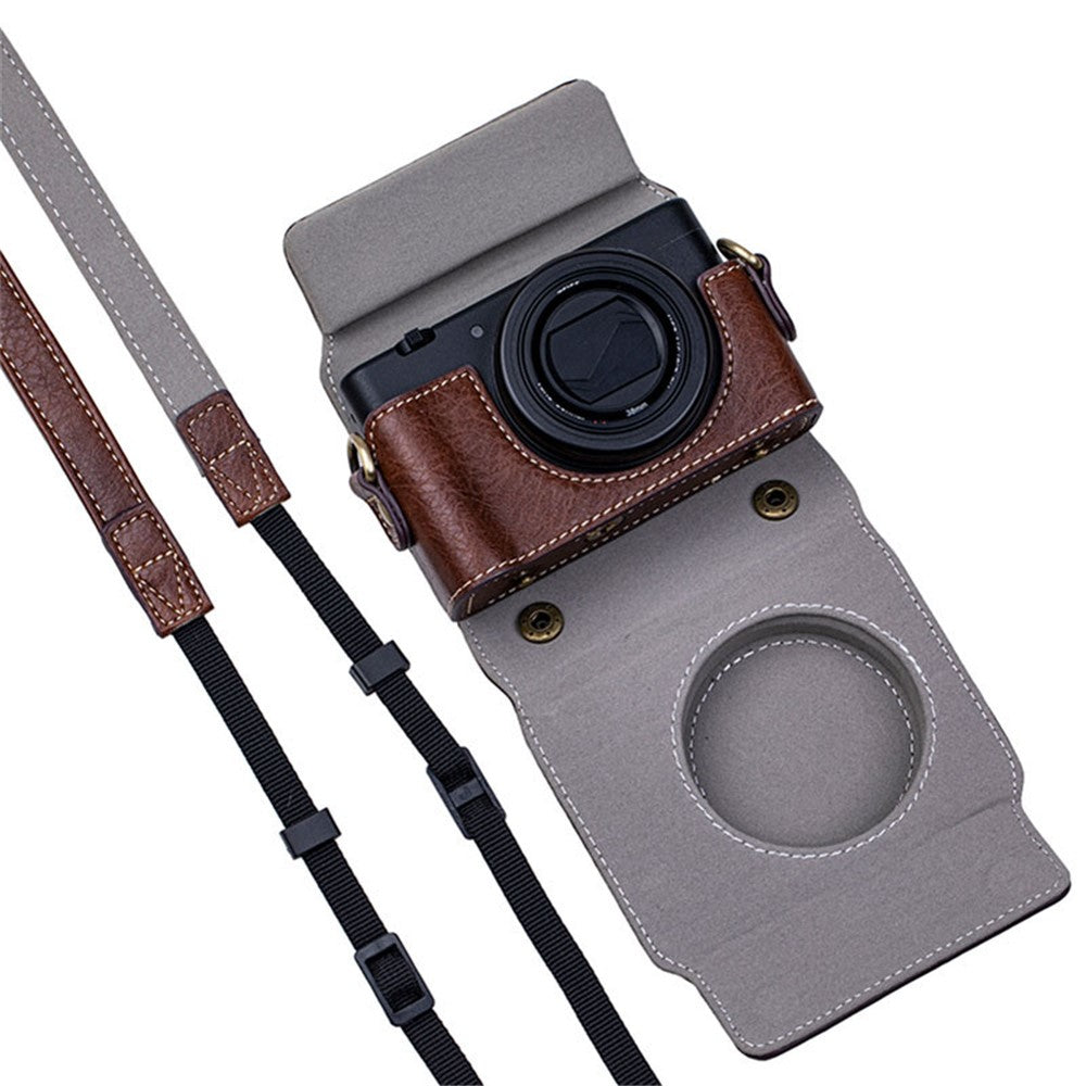 Portable PU Leather Camera Case for Sony ZV1 Detachable Camera Protective Case with Strap Magnetic Storage Bag