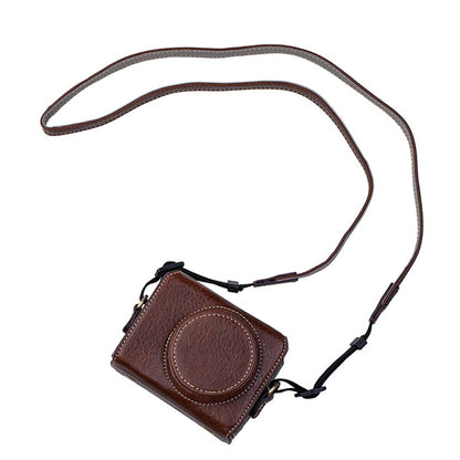 Portable PU Leather Camera Case for Sony ZV1 Detachable Camera Protective Case with Strap Magnetic Storage Bag