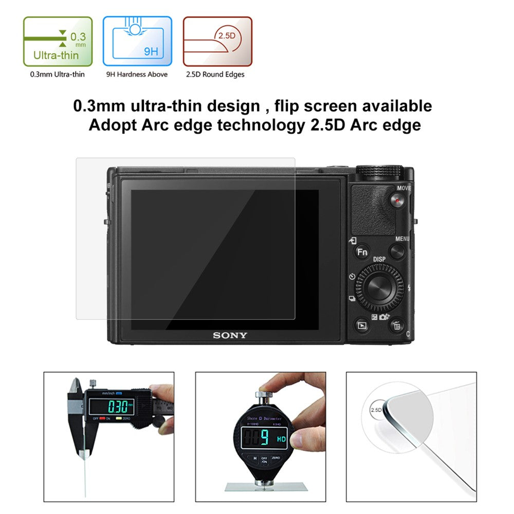 PULUZ PU5510 0.3mm 9H 2.5D Tempered Glass Screen Protector Guard for Sony RX100 A7M2 A7R A7R2 Cameras