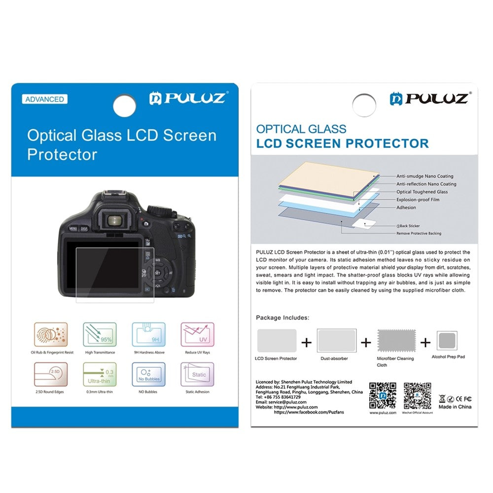 PULUZ PU5509 2.5D 0.3mm 9H Camera Tempered Glass Screen Protector for Nikon D500 D600 D610 D7100 D7200 D750 D800 D810