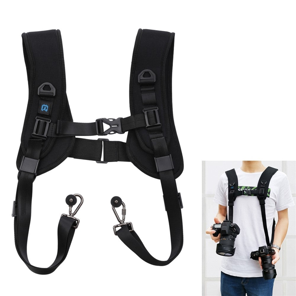 PULUZ PU6002 Quick Release Double Shoulder Harness Soft Pad Decompression Foam Shoulder Strap for DSLR Cameras
