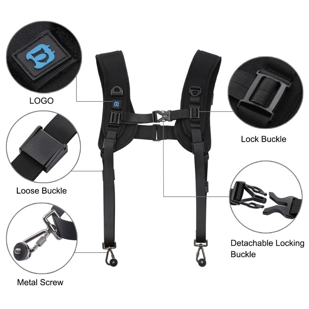 PULUZ PU6002 Quick Release Double Shoulder Harness Soft Pad Decompression Foam Shoulder Strap for DSLR Cameras