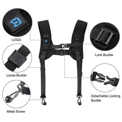 PULUZ PU6002 Quick Release Double Shoulder Harness Soft Pad Decompression Foam Shoulder Strap for DSLR Cameras