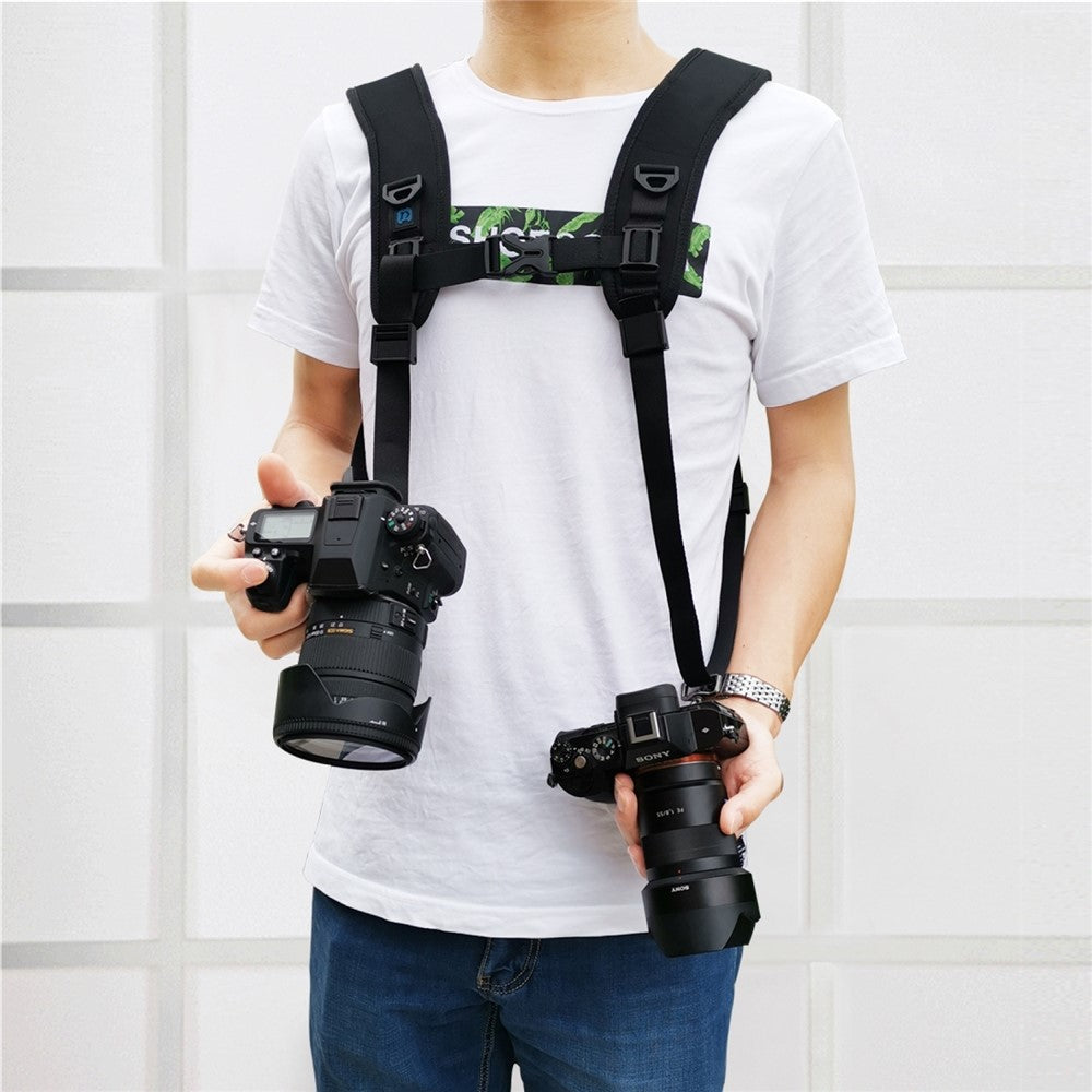 PULUZ PU6002 Quick Release Double Shoulder Harness Soft Pad Decompression Foam Shoulder Strap for DSLR Cameras