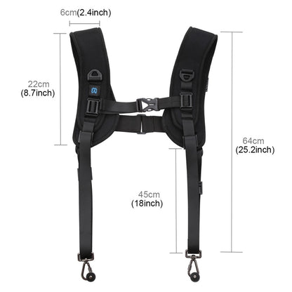PULUZ PU6002 Quick Release Double Shoulder Harness Soft Pad Decompression Foam Shoulder Strap for DSLR Cameras