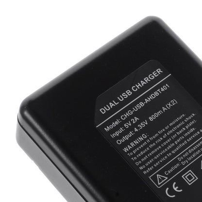 Portable Dual Ports Battery Charger for GoPro Hero 4