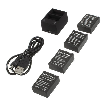 Dual Battery Charger + 4PCs Batteries + Mini USB Cable Kit for GoPro Hero 3 / 3+
