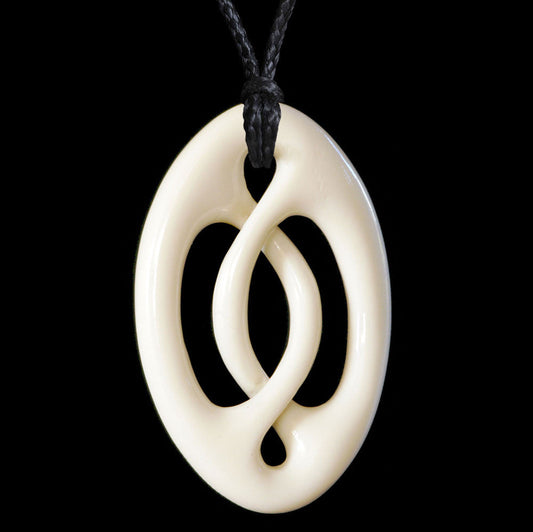 Oval Overlay Twist, handcrafted bone pendant