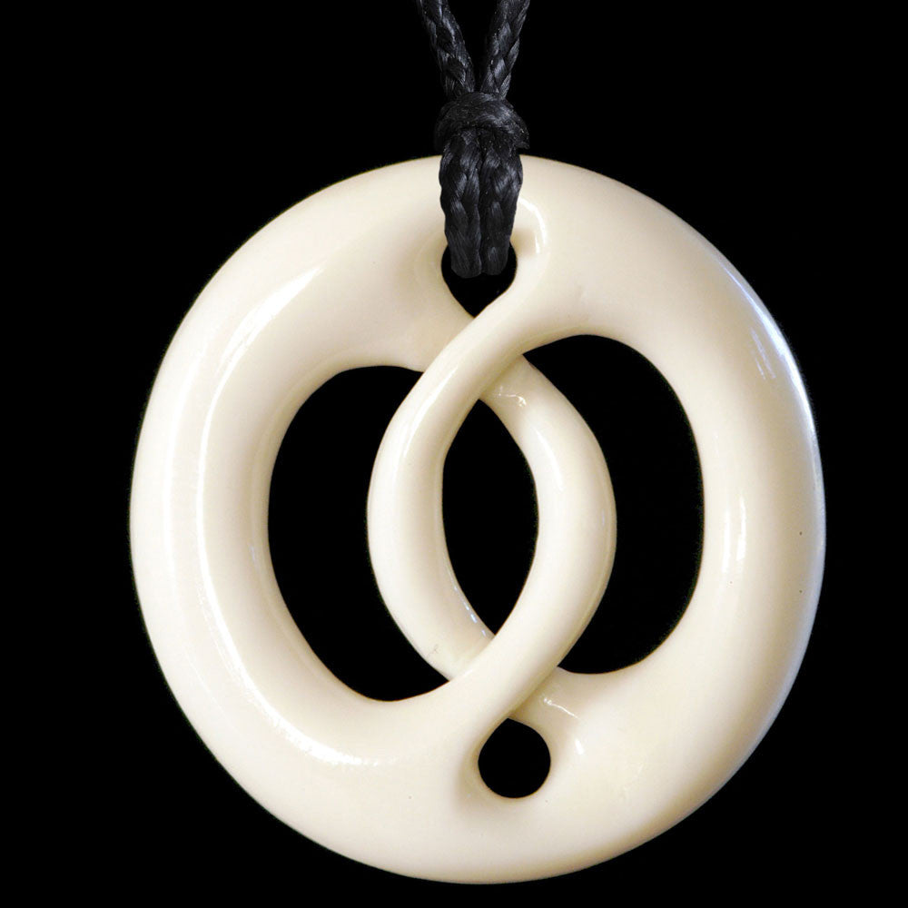Round Overlay Twist, handcrafted bone pendant