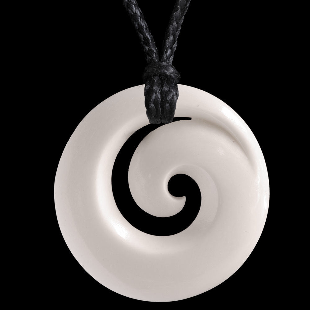Small Koru Bone Pendant, Handcrafted Necklace