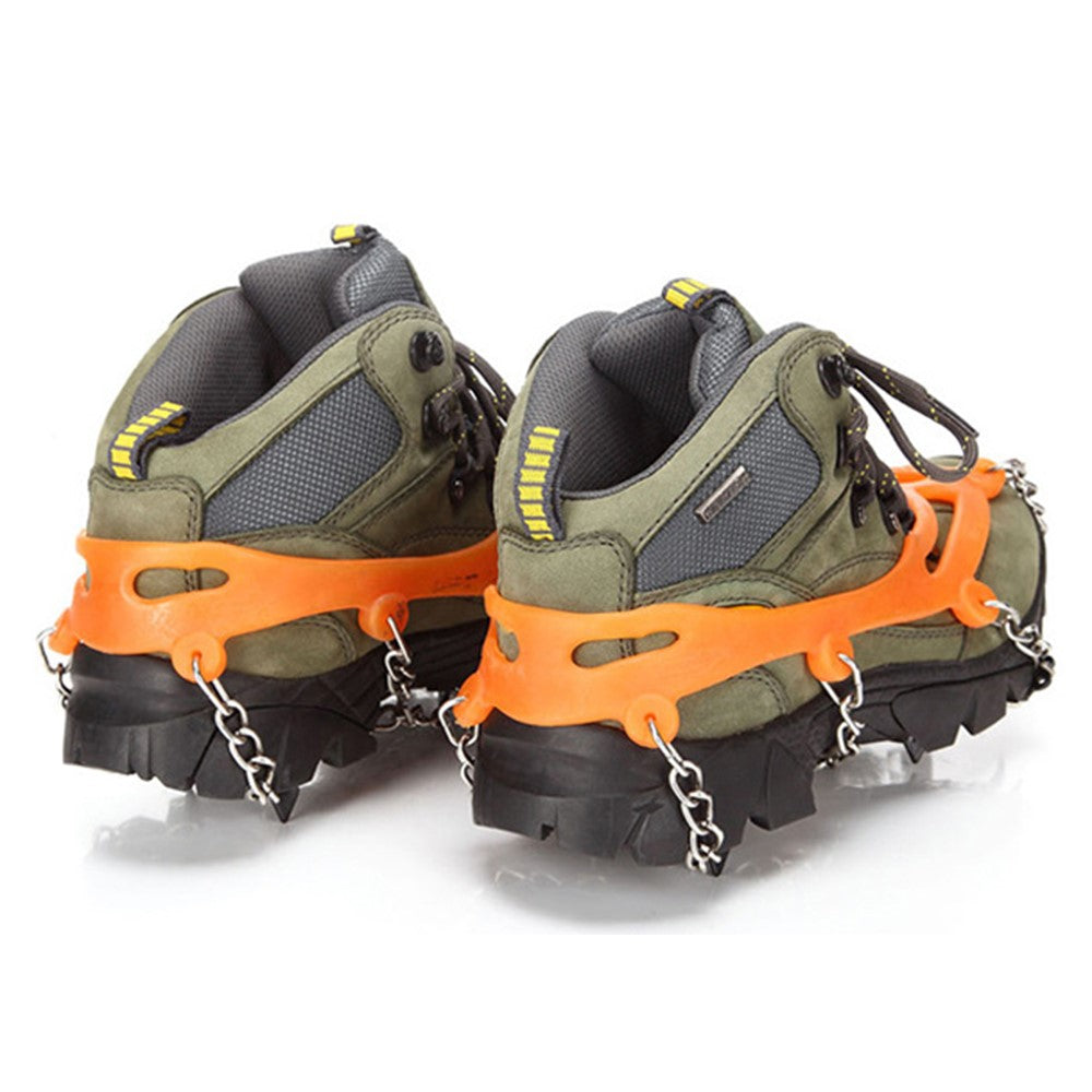 8-Spike Anti-Slip Silicone Steel Shoe Crampons Traction Cleats for Walking on Snow and Ice
