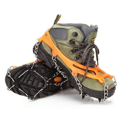 8-Spike Anti-Slip Silicone Steel Shoe Crampons Traction Cleats for Walking on Snow and Ice