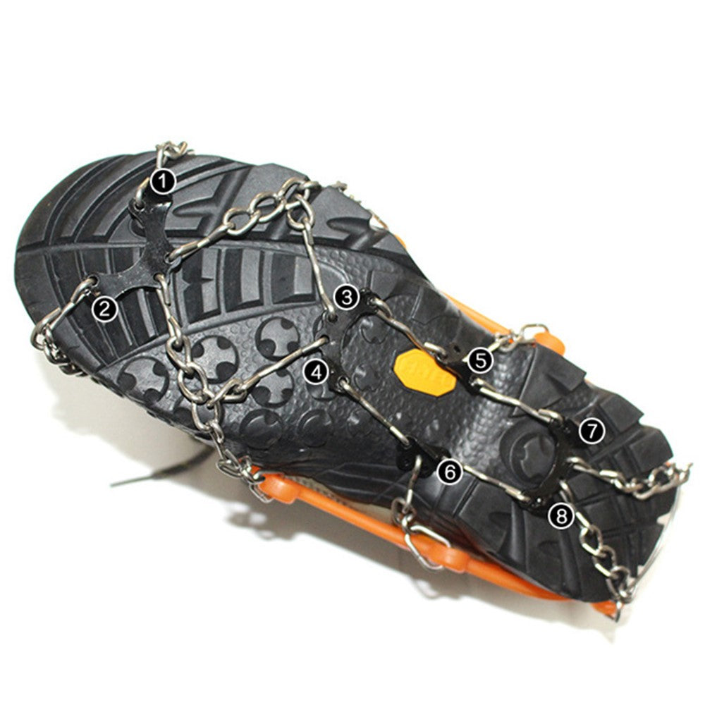 8-Spike Anti-Slip Silicone Steel Shoe Crampons Traction Cleats for Walking on Snow and Ice