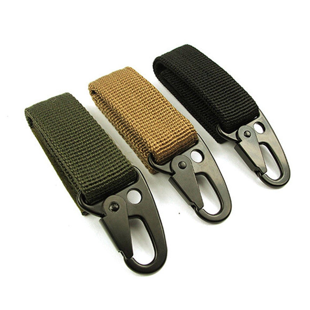 AOTU Tactical Ribbon Buckle Keychain Carabiner Nylon Belt  Gear Keeper