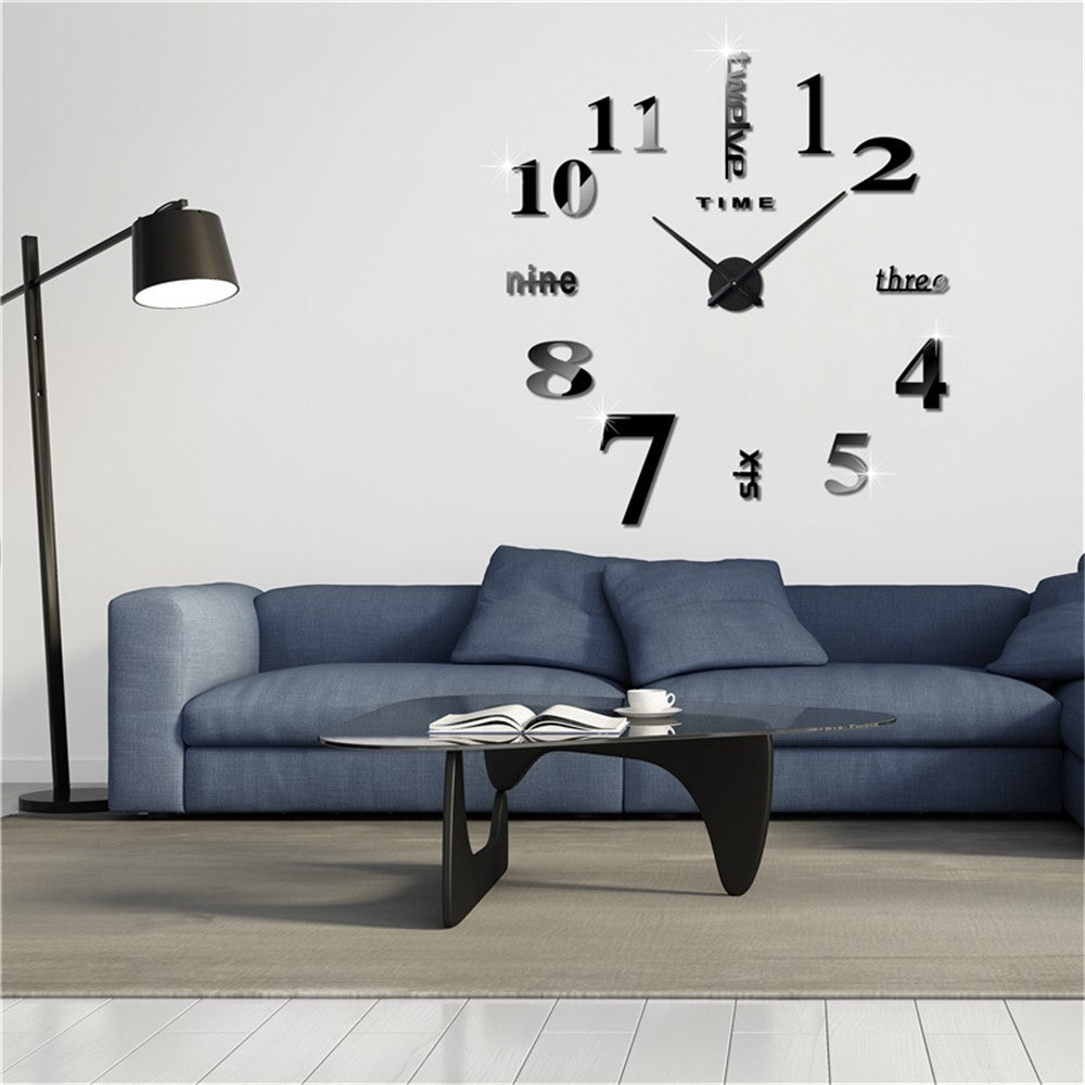 Modern Mute 3D Frameless Large Wall Clock DIY Room Home Decorations (3M002)