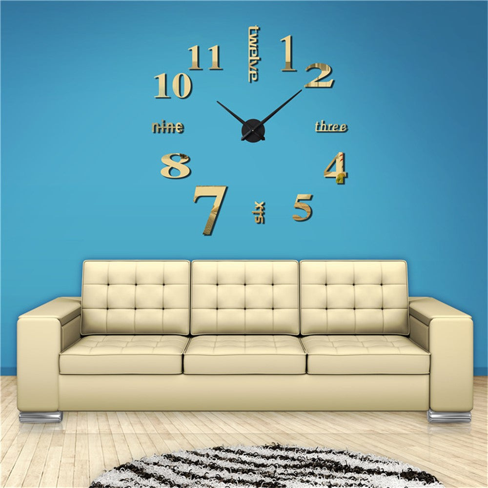 Modern Mute 3D Frameless Large Wall Clock DIY Room Home Decorations (3M002)