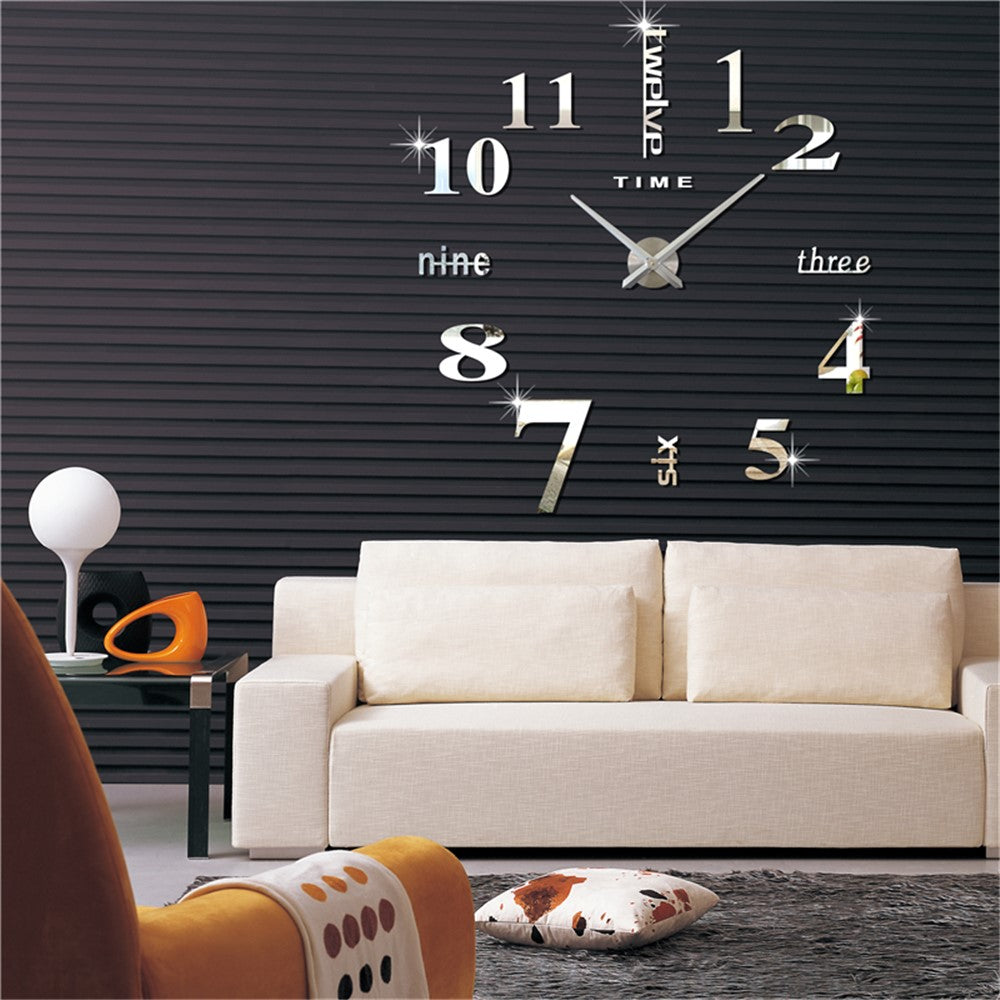 Modern Mute 3D Frameless Large Wall Clock DIY Room Home Decorations (3M002)