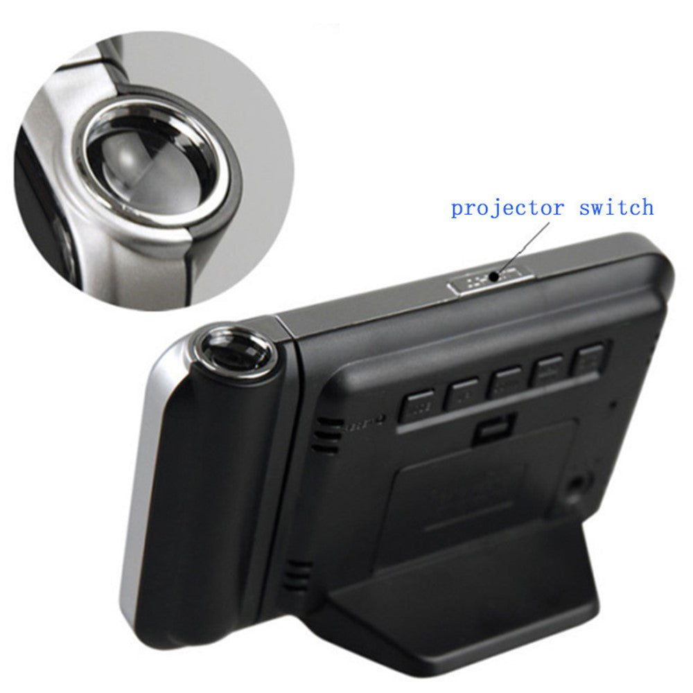 Rotating Time Projection Weather Forecast Electronic Alarm Clock LCD Display