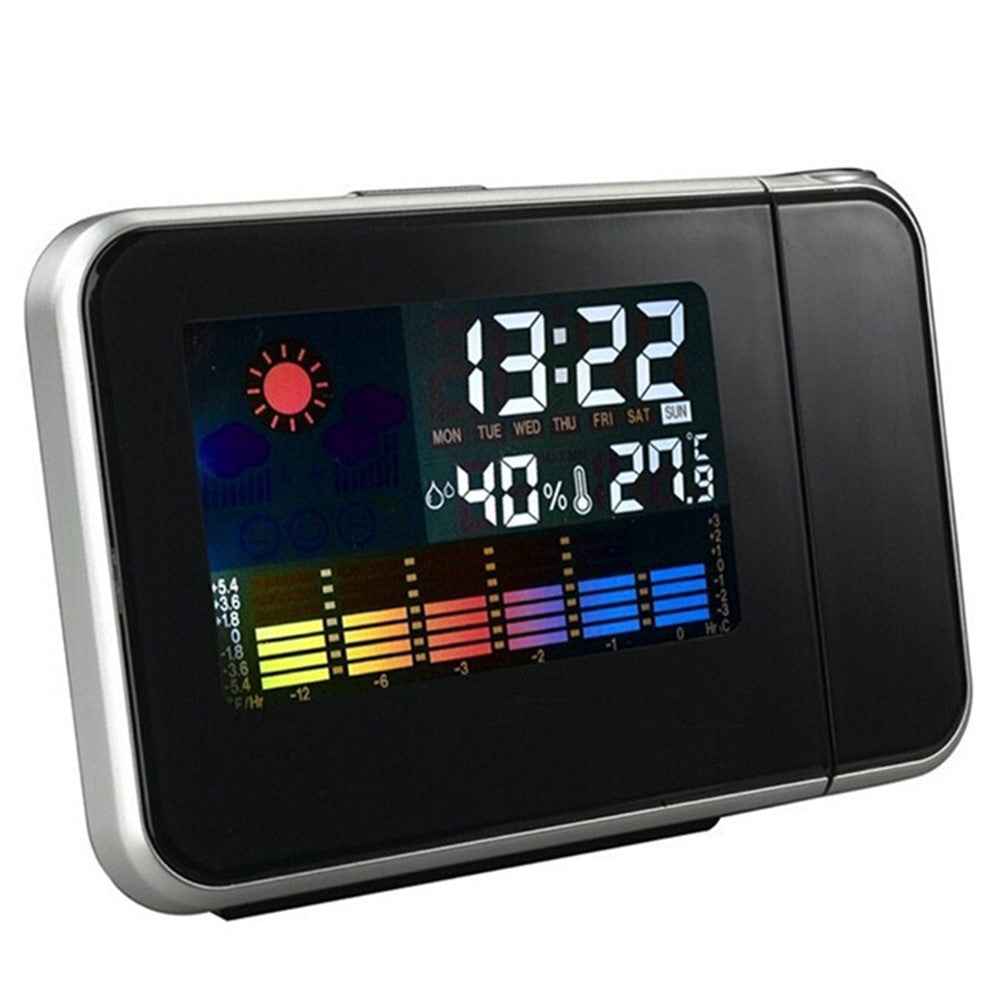 Rotating Time Projection Weather Forecast Electronic Alarm Clock LCD Display