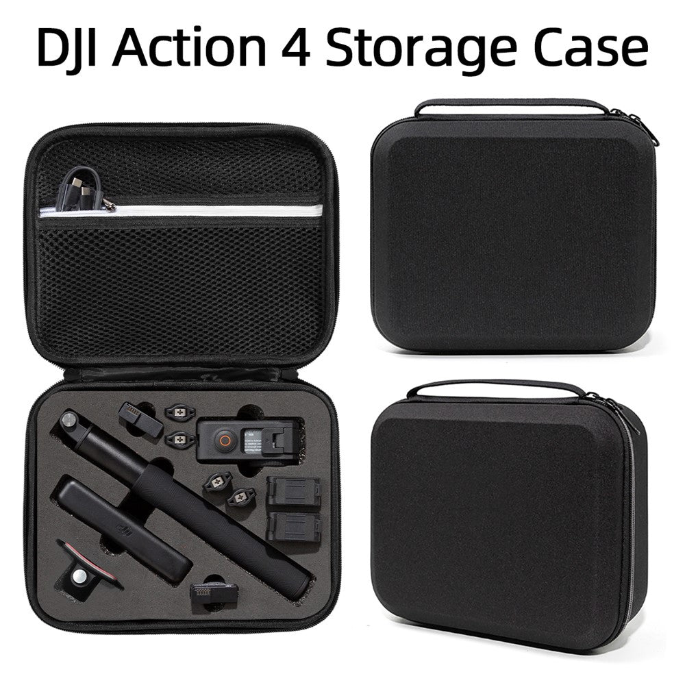 For DJI Osmo Action 3 / Action 4 / Action 5 Pro Portable Zipper Camera Protection Case EVA Hard Shell Handle Strap Camera Accessories Storage Bag