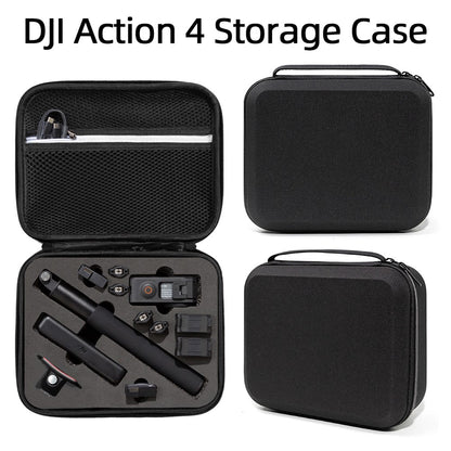 For DJI Osmo Action 3 / Action 4 / Action 5 Pro Portable Zipper Camera Protection Case EVA Hard Shell Handle Strap Camera Accessories Storage Bag