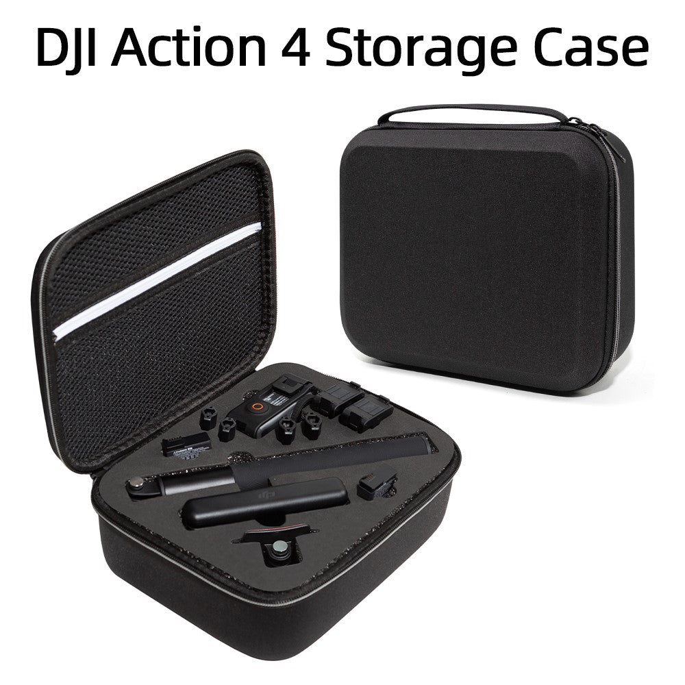 For DJI Osmo Action 3 / Action 4 / Action 5 Pro Portable Zipper Camera Protection Case EVA Hard Shell Handle Strap Camera Accessories Storage Bag