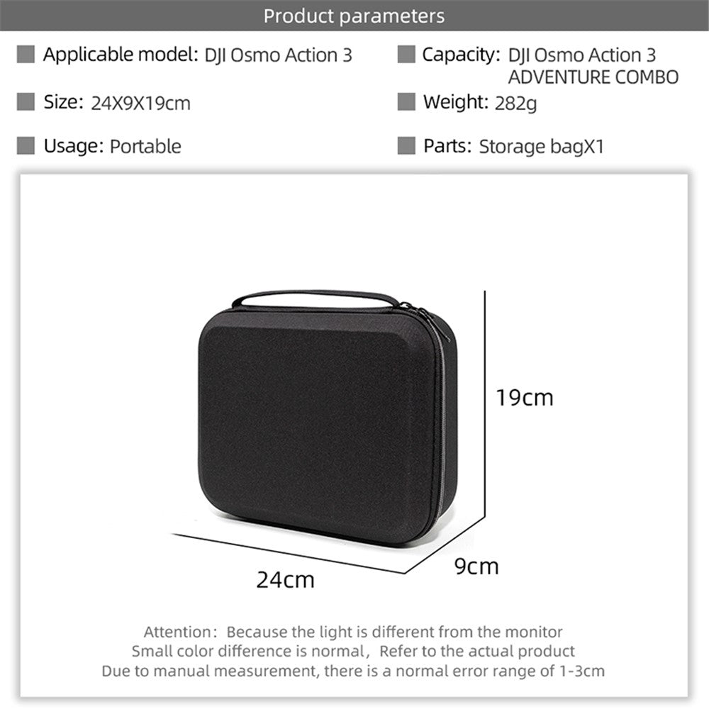 For DJI Osmo Action 3 / Action 4 / Action 5 Pro Portable Zipper Camera Protection Case EVA Hard Shell Handle Strap Camera Accessories Storage Bag