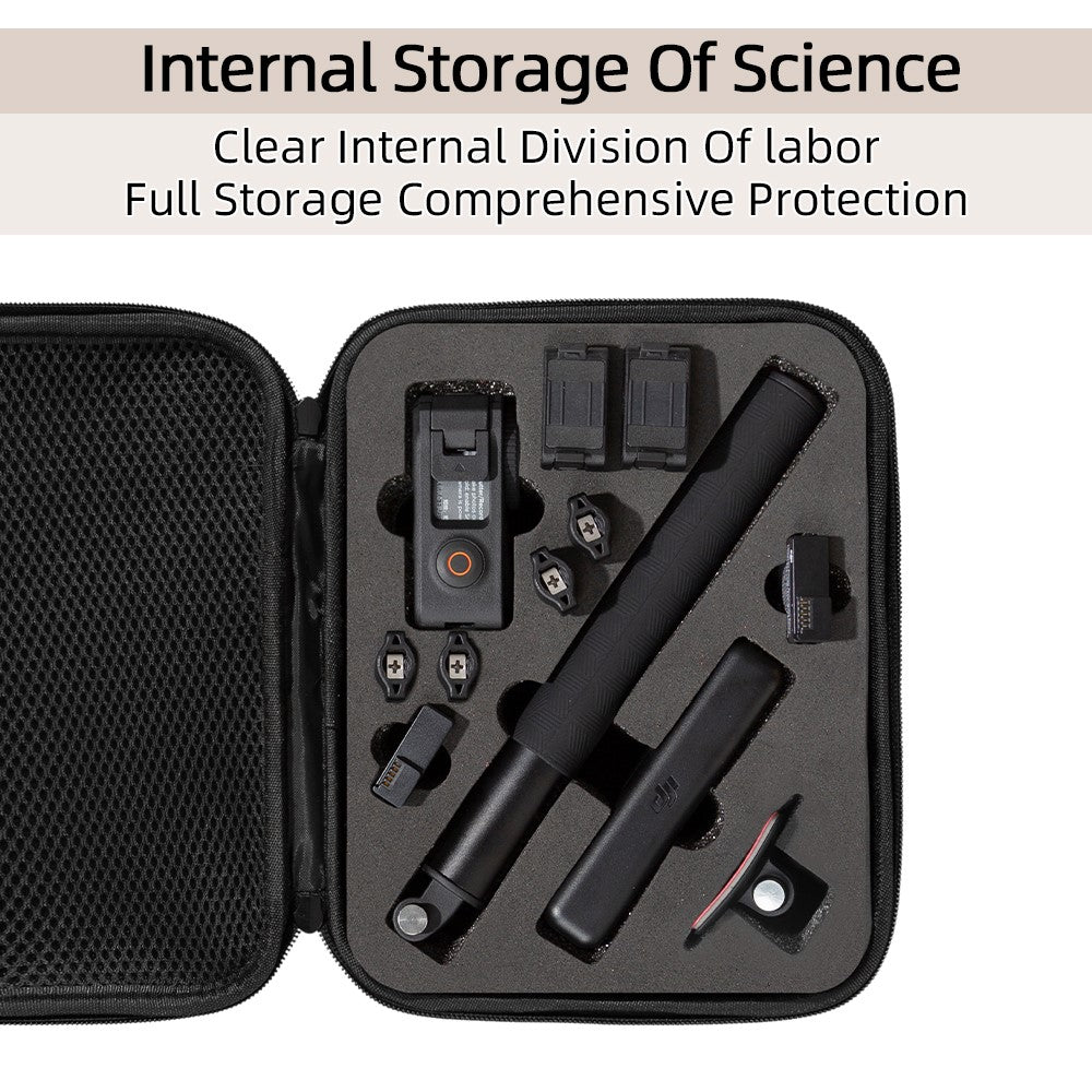 For DJI Osmo Action 3 / Action 4 / Action 5 Pro Portable Zipper Camera Protection Case EVA Hard Shell Handle Strap Camera Accessories Storage Bag