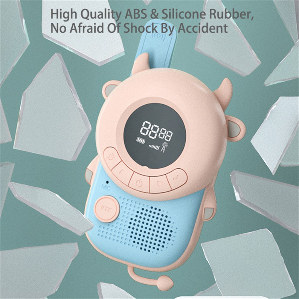 KOOOL K2 2pcs Kids Children Walkie Talkie Cartoon 3KMs Range Walkie Talkie Flashlight with Lanyard for Outdoor Camping (Battery Not Included)