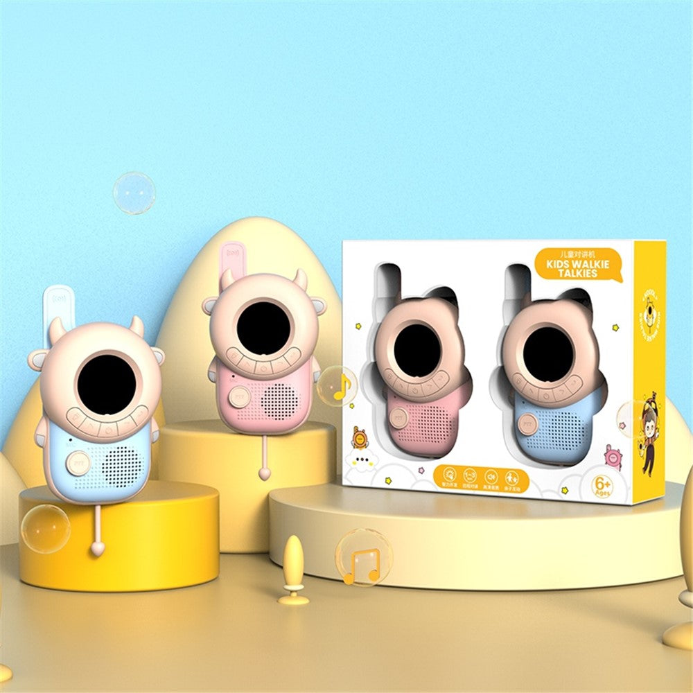 KOOOL K2 2pcs Kids Children Walkie Talkie Cartoon 3KMs Range Walkie Talkie Flashlight with Lanyard for Outdoor Camping (Battery Not Included)