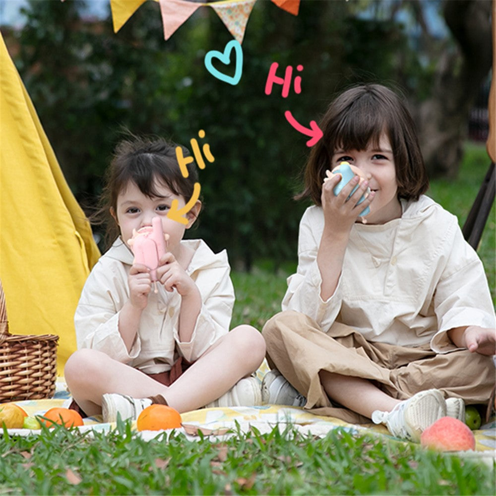 KOOOL K2 2pcs Kids Children Walkie Talkie Cartoon 3KMs Range Walkie Talkie Flashlight with Lanyard for Outdoor Camping (Battery Not Included)