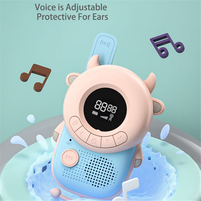 KOOOL K2 2pcs Kids Children Walkie Talkie Cartoon 3KMs Range Walkie Talkie Flashlight with Lanyard for Outdoor Camping (Battery Not Included)