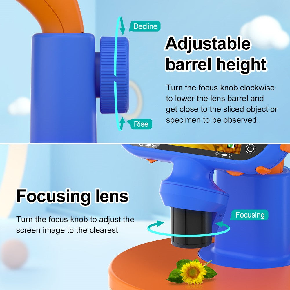 AD-LM01 Children Microscope 4 inch 50-1000X Magnification USB Magnifier Kids Camera with Adjustable LED Light