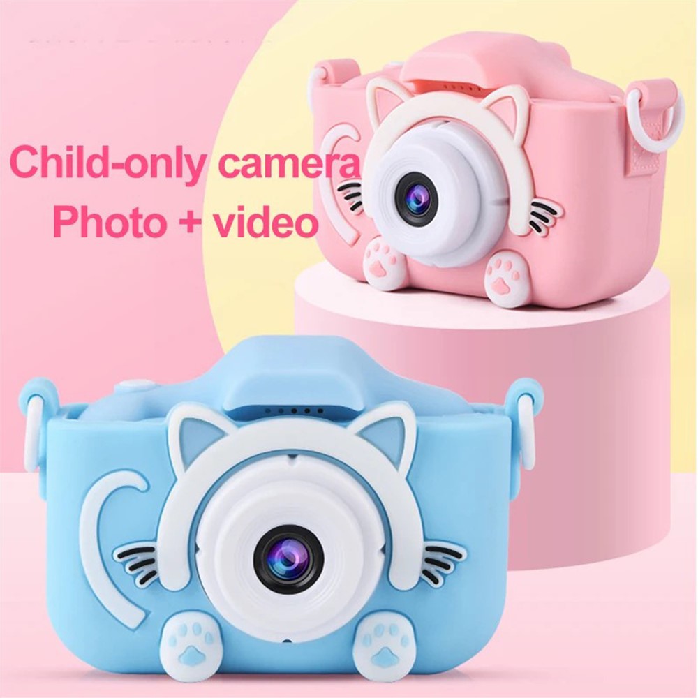 X5S Cartoon Cat 2.0-inch IPS Screen Kids Camera Rechargeable Dual Lens HD Camera Toy