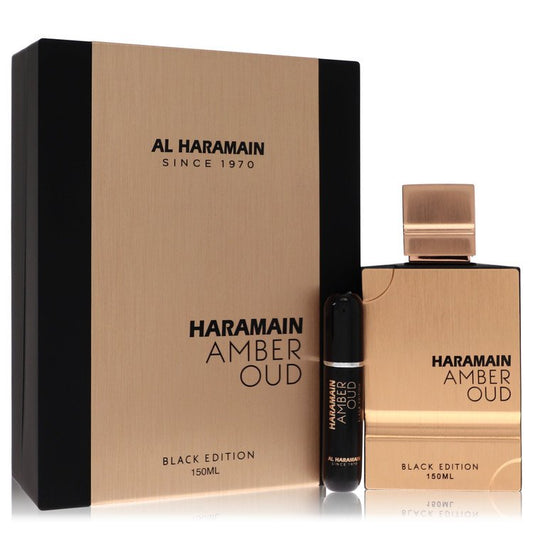 Al Haramain Amber Oud Black Edition Gift Set - 5 oz Eau De Parfum Spray + 0.34 oz Refillable Spray by Al Haramain --