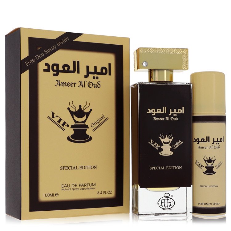 Ameer Al Oud Vip Original Special Edition 3.4 oz Eau De Parfum Spray + 1.7 oz Deodorant Spray by Fragrance World 100 ml