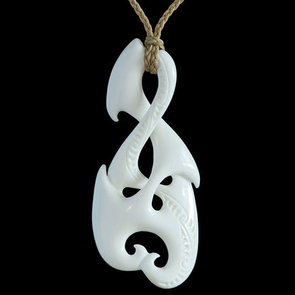 Large Unity Twist, handcrafted bone pendant
