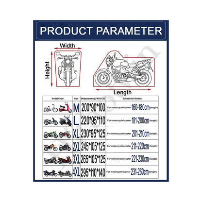 Motorcycle Cover Silver Coated Inside Waterproof Dustproof Cover For Large Bikes Cruisers Scooters
