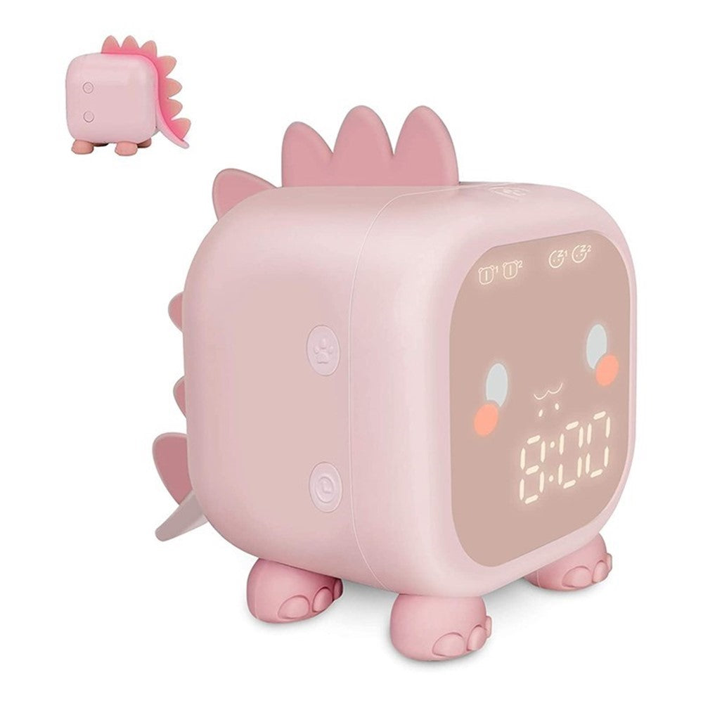 Kids Digital Alarm Clock Cartoon Dinosaur Clock USB Rechargeable Children's Sleep Trainer Timer Night Light