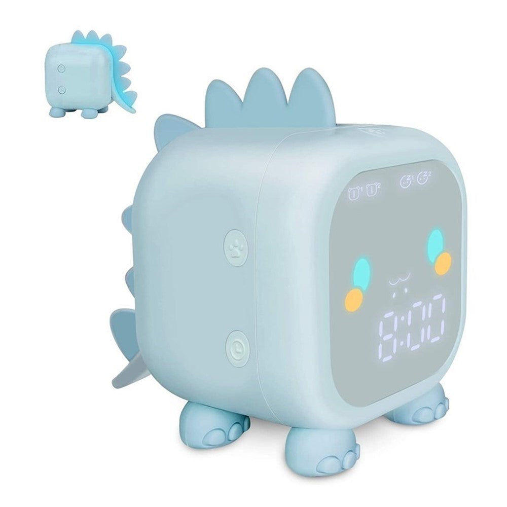 Kids Digital Alarm Clock Cartoon Dinosaur Clock USB Rechargeable Children's Sleep Trainer Timer Night Light