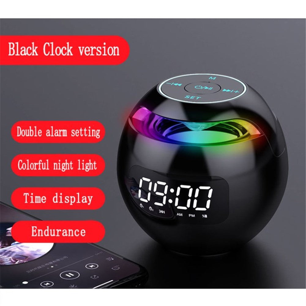 Mini Bluetooth-compatible Speaker Wireless Subwoofer Sound Box Alarm Clock HiFi TF Card MP3 Music Player FM Radio