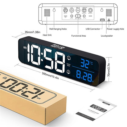 Digital Alarm Clock HD Display Sound Control Dual Alarms Snooze Temperature Volume & Brightness Adjustable Clock