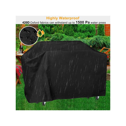 420D Oxford Fabric Waterproof BBQ Grill Cover UV Protection Outdoor Barbecue Grill Cover with Drawstring