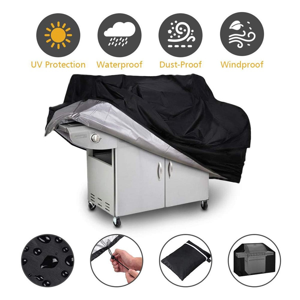 420D Oxford Fabric Waterproof BBQ Grill Cover UV Protection Outdoor Barbecue Grill Cover with Drawstring
