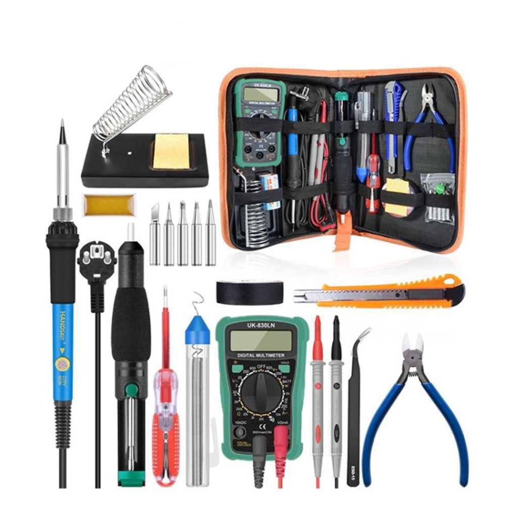 Soldering Iron Kit 60W 220V Adjustable Temperature Soldering Gun Welding Tool with Digital Multimeter
