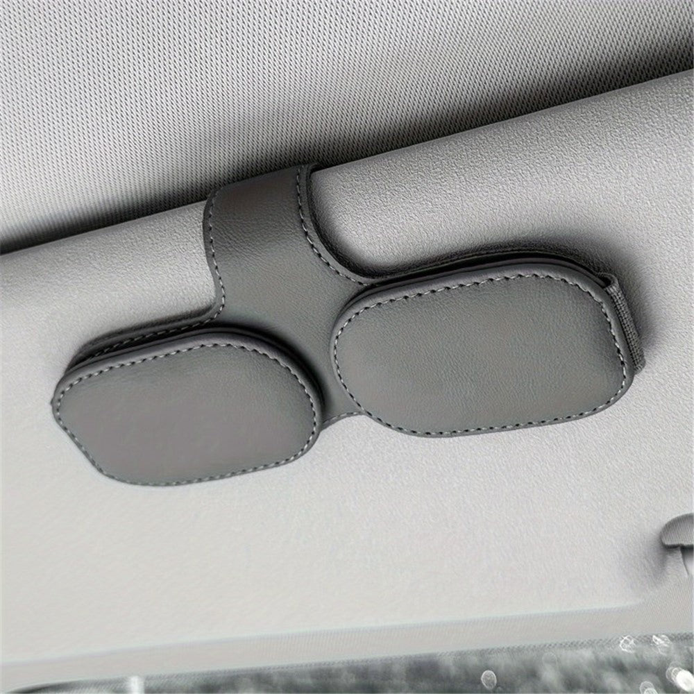 Car Sunglasses Holder Vehicle Visor Clip Magnetic PU Leather Sun Glasses Eyeglass Hanger