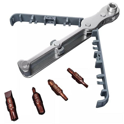 Chrome Vanadium Steel Magnetic Two-Way Ratchet Screwdriver Repair Tool with 4 Bits