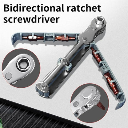 Chrome Vanadium Steel Magnetic Two-Way Ratchet Screwdriver Repair Tool with 4 Bits
