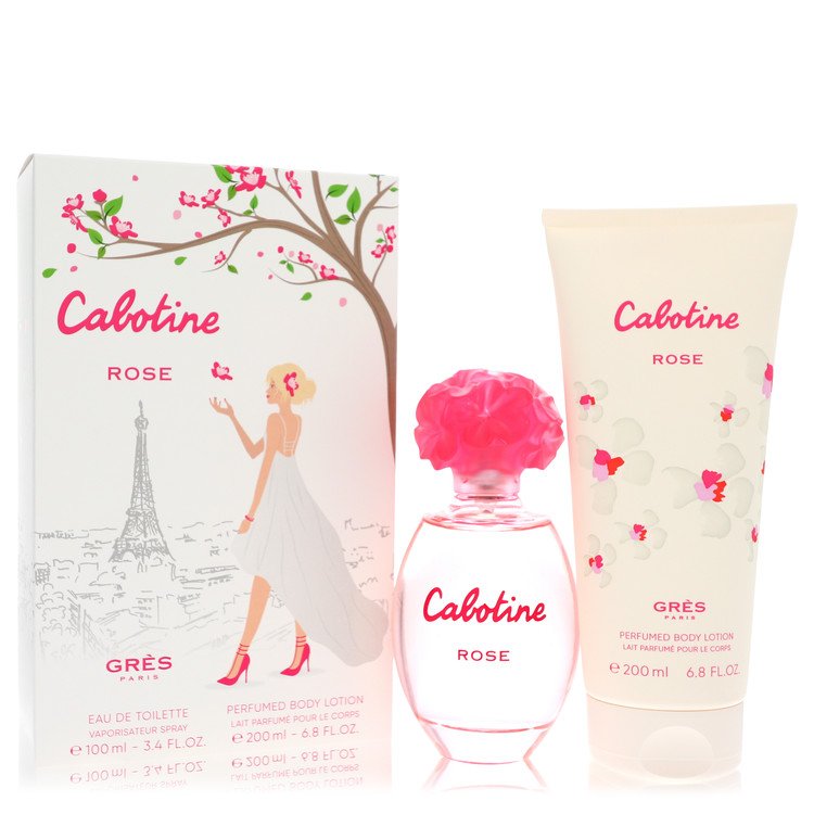 Cabotine Rose Gift Set - 3.4 oz Eau De Toilette Spray + 6.7 oz Body Lotion by Parfums Gres --