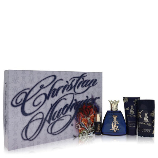 Christian Audigier Gift Set - 3.4 oz Eau De Toilette Spray + .25 oz MIN EDT + 3 oz Body Wash + 2.75 Deodorant Stick by Christian Audigier --